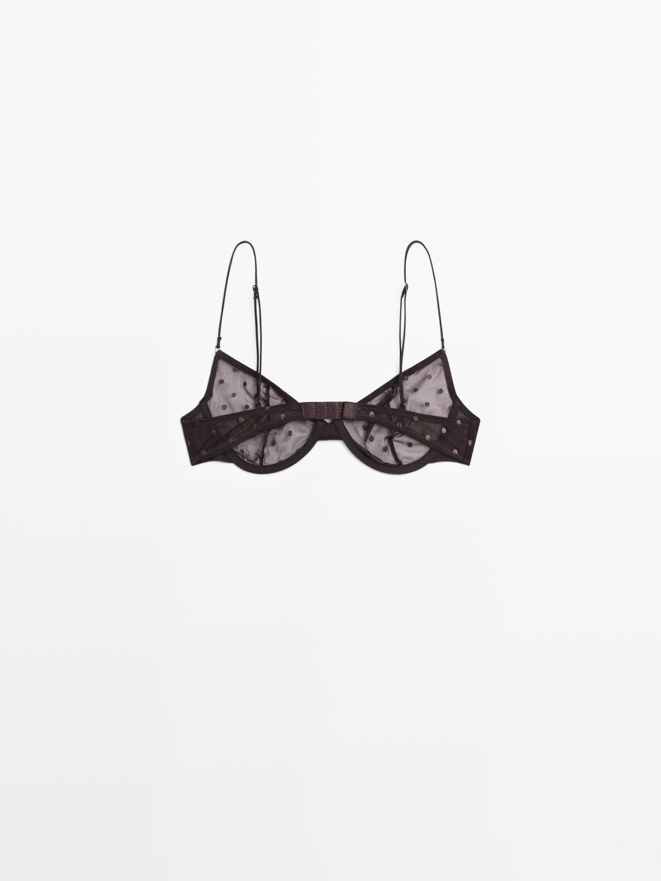 Semi-sheer polka dot bra